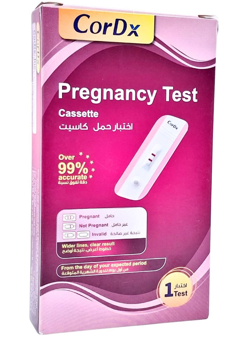 Cordx Pregnancy Test Cassette - FDA-Approved, Instant HCG Results, High Accuracy, Clear Display, Easy-to-Use Urine Sample Kit - Image 1
